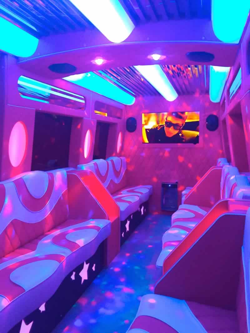 Mercedes pink party bus interior