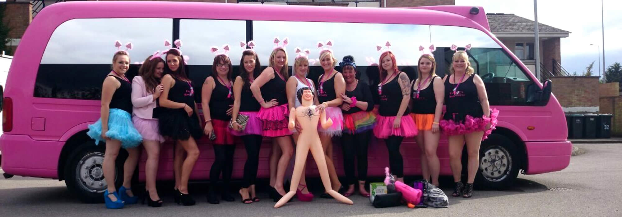 pink party bus hen night