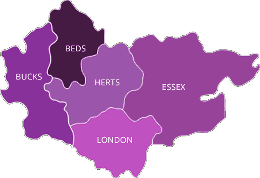 Home Counties limo hire map